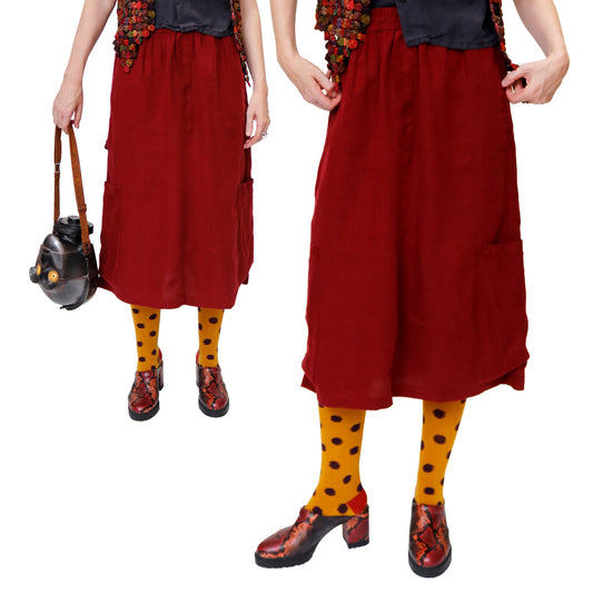 OOPS F.D.A Cranberry Linen Work Skirt FINAL SALE