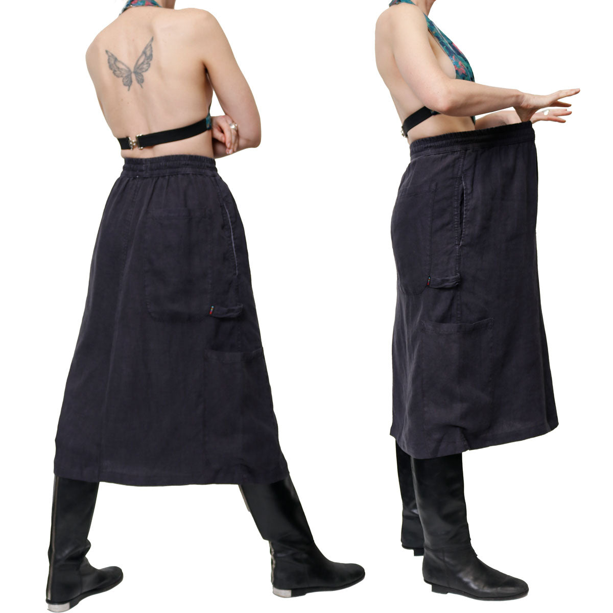 OOPS F.D.A Black Sesame Linen Work Skirt FINAL SALE – meals