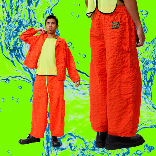 F.D.A. BLOOD ORANGE SEERSUCKER CHEF PANT