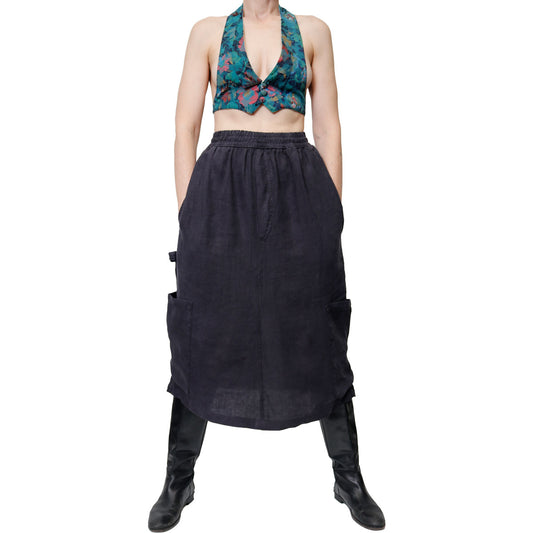 OOPS F.D.A Black Sesame Linen Work Skirt FINAL SALE